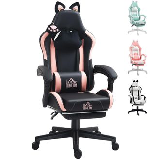 OEM Silla Gamer Reclinable Con Altura Ajustable Reposapi&eacute;s Retr&aacute;ctil Soporte Lumbar Y Reposacabezas Desmontable Negro