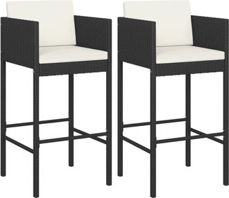 vidaXL Vidaxl - Taburetes de cocina con cojines 2 uds ratán sintético negro