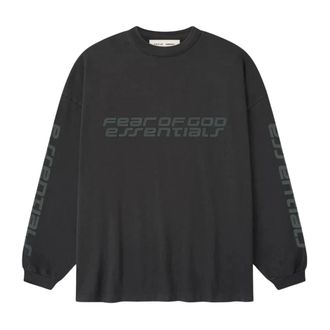 Fear of God Tops, Heren, Zwart, S, Katoen, 90s Fit Logo Lange Mouw T-Shirt