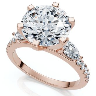 Pompeii3 Certified 4 1/2Ct Diamond Engagement Ring Pear Accent 14k Gold or Pt Lab Grown
