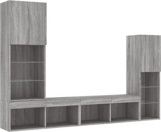 vidaXL Vidaxl - 4 Piece tv Wall Units with led Grey Sonoma Engineered Wood