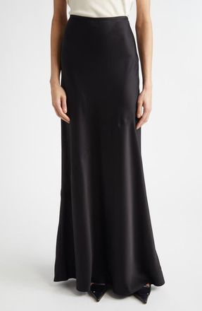 St. John Beverly Liquid Satin Skirt in Black at Nordstrom, Size 14