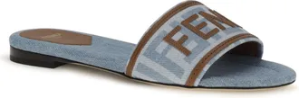 Fendi FF Jacquard Denim Sandal - Blue