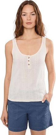 Toad&Co Foothill Pointelle Henley Tank Top Womens Clothing Salt : SM, Cotton/Polyester