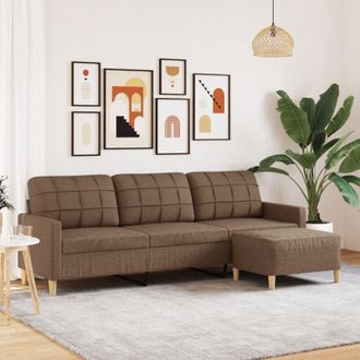 vidaXL Vidaxl - Divano a 3 Posti con Poggiapiedi Marrone 210cm in Tessuto