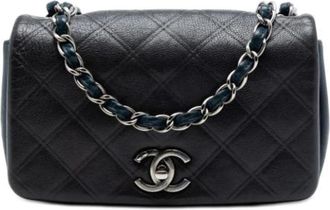Chanel Pre-owned Vintage Flap Shoulder Bag - Dames - Vintage Schoudertas - Zwart - ONE Size - Leer - Vintage