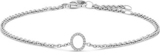 House of Brilliance 10K Gold Diamond Accent A-Z Initial Charm and Link Bracelet in White | O at Nordstrom