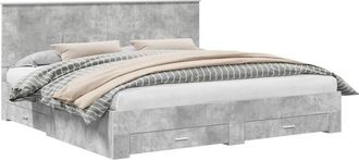 vidaXL Bed Frame Concrete Grey 200 x 200 cm Engineered Wood vidaXL