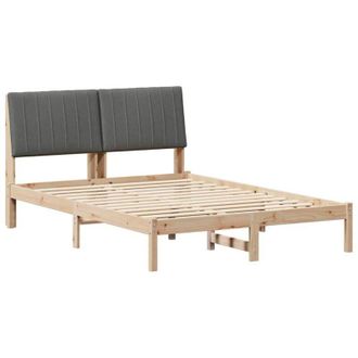 vidaXL Bed Frame with Headboard Dark Grey 140 x 200 cm Solid Pine Wood vidaXL
