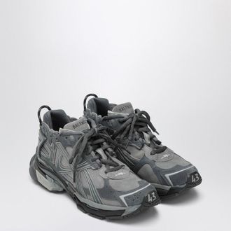Balenciaga Runner Sneakers In Grey Leather And Textile