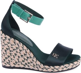Tommy Hilfiger Womens Wedge Sandals Jute Platform - Dark Green Elastane - Size EU 41