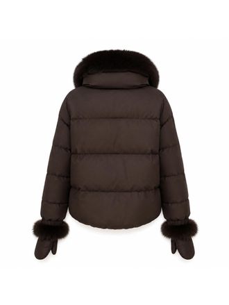 Yves Salomon Fox Fur Trim Down Jacket - Brown
