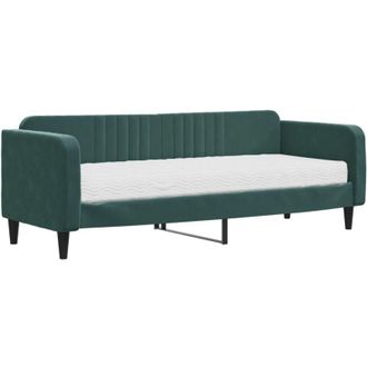 vidaXL Sof&aacute; Cama Con Colch&oacute;n Terciopelo Verde Oscuro 80x200 Cm Vidaxl