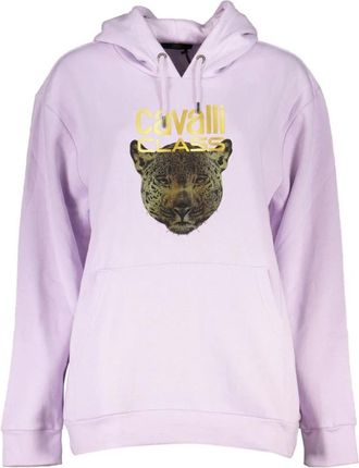 Cavalli Sweatshirt met Lange Mouwen - Dames - Hoodies - Paars - 2XL - Katoen - Hoodies & sweatvesten