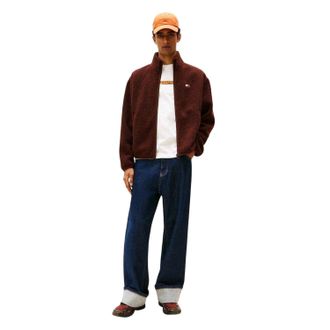 Tommy Jeans Heren Teddy Fleece-jas in reguliere pasvorm (Bruin)