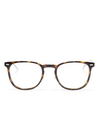 Montblanc square-frame glasses - unisex - Metal/Acetate - 51 - Brown