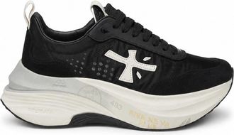 Premiata Cushioned Black Sneakers with Textured Outsole and Contrasting Logo