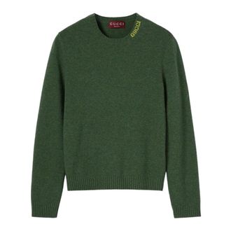 Gucci Truien & Vesten, Heren, Groen, L, Wol, Wollen trui met vilteffect en inleg