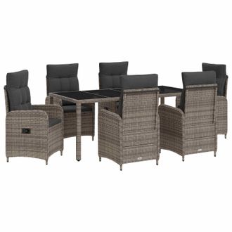 vidaXL Juego De Comedor Para Exteriores 7 Pcs Gris Claro Y Gris Oscuro Vidaxl