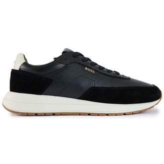 HUGO BOSS Mens Vinston Trainers - Black Leather - Size UK 12