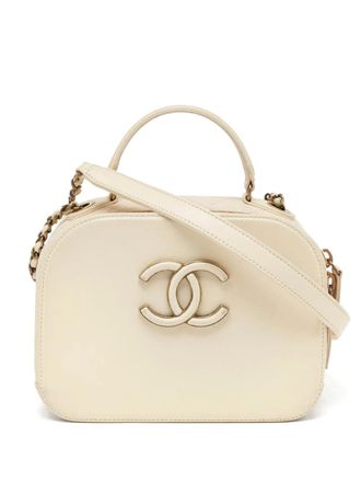 Chanel CC quilted two-way vanity bag - women - Leather/Canvas - One Size - Neutrals