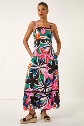 Roman Floral Ric Rac Maxi Dress