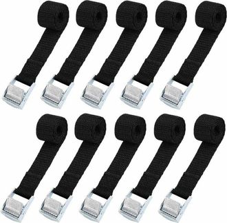 OEM Kit De 10 Correas De Amarre De 239 Cm Para Portabicicletas De Motocicletas, Autom&oacute;viles Y Bicicletas, Carga M&aacute;xima De 500 Kg, Color Negro