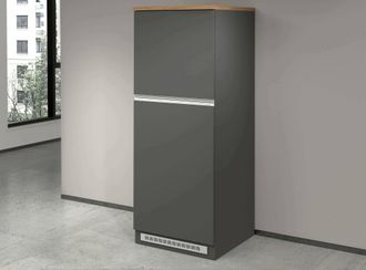 Dmora Dmora - Despensa De Cocina Plinio, Mueble Multiusos, Mueble Frigor&iacute;fico De 2 Puertas, 100% Made In Italy, 60x60h165 Cm, Antracita Y Roble, Con Embalaj