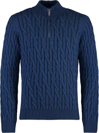 Moorer Maglione a trecce con zip - Blu