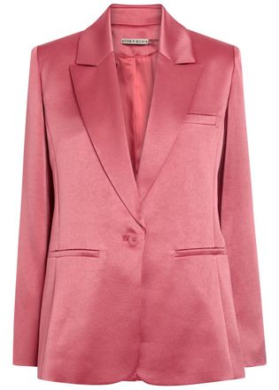 Alice & Olivia Billie Satin Blazer - Pink - XL (UK16 / XL)