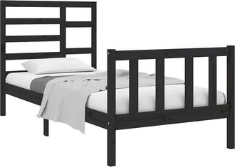 vidaXL Estructura De Cama Sin Colch&oacute;n Madera Maciza Negro 75x190 Cm Vidaxl