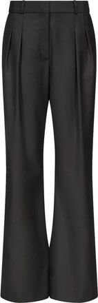 Loulou Studio Sbiru Wide-Leg Broek - Dames - Wijde Broeken - Zwart - L - Wol - Broeken