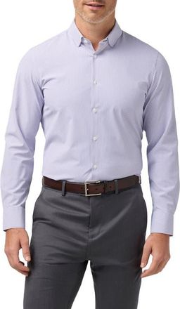 Mizzen+Main Leeward Trim Fit Stripe Performance Button-Up Shirt in Purple Dusk Banker Stripe at Nordstrom, Size Xx-Large