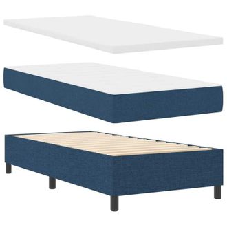 vidaXL Cama Tipo Box Spring Con Colch&oacute;n Con Cabecera Azul 80 X 200 Cm Vidaxl