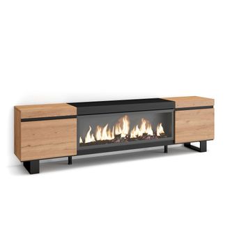 Skraut Home Skraut Home - Mueble Tv, Televisi&oacute;n, Muebles De Sal&oacute;n, Almacenaje, 210, Para Tv Hasta 80, Chimenea El&eacute;ctrica Xxl, Dise&ntilde;o Industrial, Estilo Moderno, R