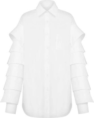 Moschino Witte Knoopsluiting Overhemd Lange Mouwen - Dames - Overhemden - Wit - S - Overhemden