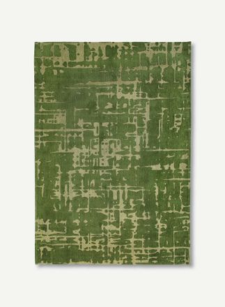Louis De Poortere Dise&ntilde;o Baobab - Alfombra Estructura Efecto Terciopelo - Hecha En B&eacute;lgica - Acabado A Mano - Antideslizante Natural - 100% Poli&eacute;ster - Verde Perriers -