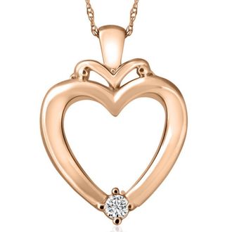 Pompeii3 Solitaire Diamond Heart Pendant in White, Rose or Yellow Gold 1 Tall