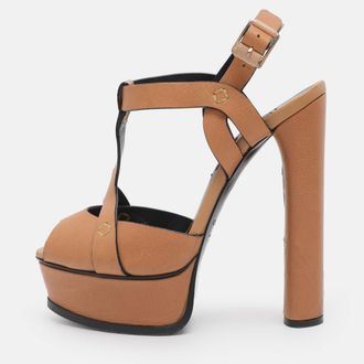 Casadei Size 35 Brown Leather Platform Sandals