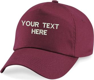 Generic Personalised Embroidered Any Text Baseball Cap, BC010 Orignal Ultimate 5-Panel Cap Work Wear Cap Unisex Gift (Burgundy)