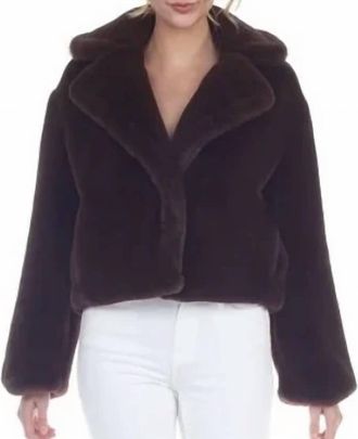 Rain + Rose St. Moritz Faux Fur Coat In Brown