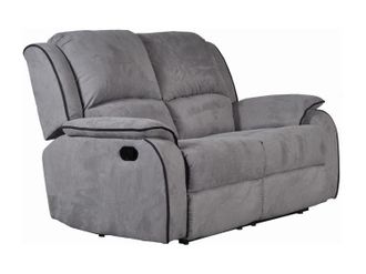 Vente-Unique Sof&aacute; 2 plazas relax de microfibra HERNANI - Gris