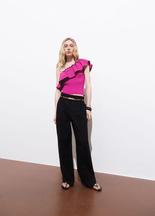 Mango Top asimmetrico tessuto combinato fucsia - Donna - XS - MANGO