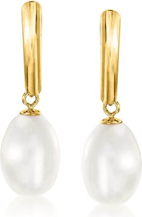 Ross-Simons 8.5-9mm Cultured Pearl Drop Earrings in 14kt Yellow Gold