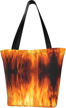 AOOEDM Colorful Fire Flame Reusable Tote Bag Women Casual Handbag Shoulder Bags for Shopping Groceries Travel Outdoors
