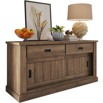 Dmora Credenza Lupara, Madia 2 Ripiani, 2 Cassetti, 2 Ante, 138x50x95h cm Marrone Noce