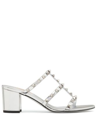 Valentino Garavani 60mm Rockstud sandals - women - Calf Leather/Calf Leather/Lambskin/Calf Leather - 37.5 - Silver