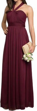 EVA Halter Neck Gown In Burgundy