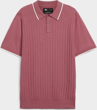 Le 31 Mens Wide-rib knit polo