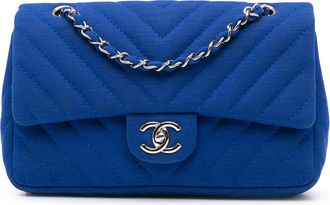 Chanel Womens Quilted Shoulder Bag Chain Strap - Medium Blue Textile - One Size